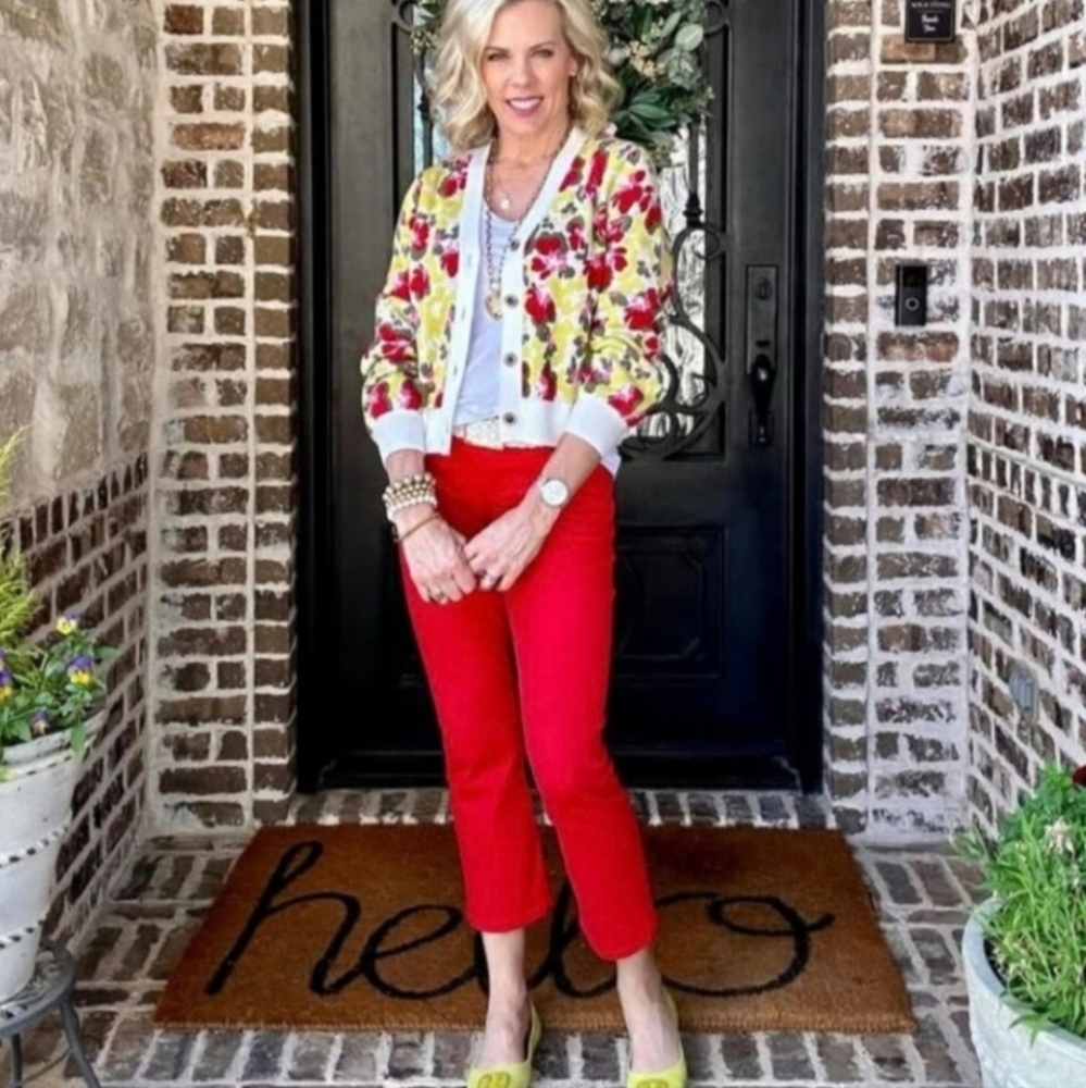CAbi Red Cropped Ankle Jeans